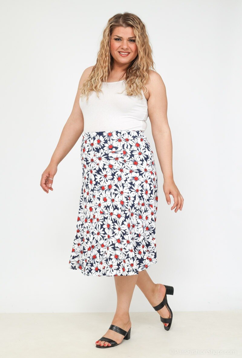 Mayorista Veti Style - Falda midi con estampado floral
