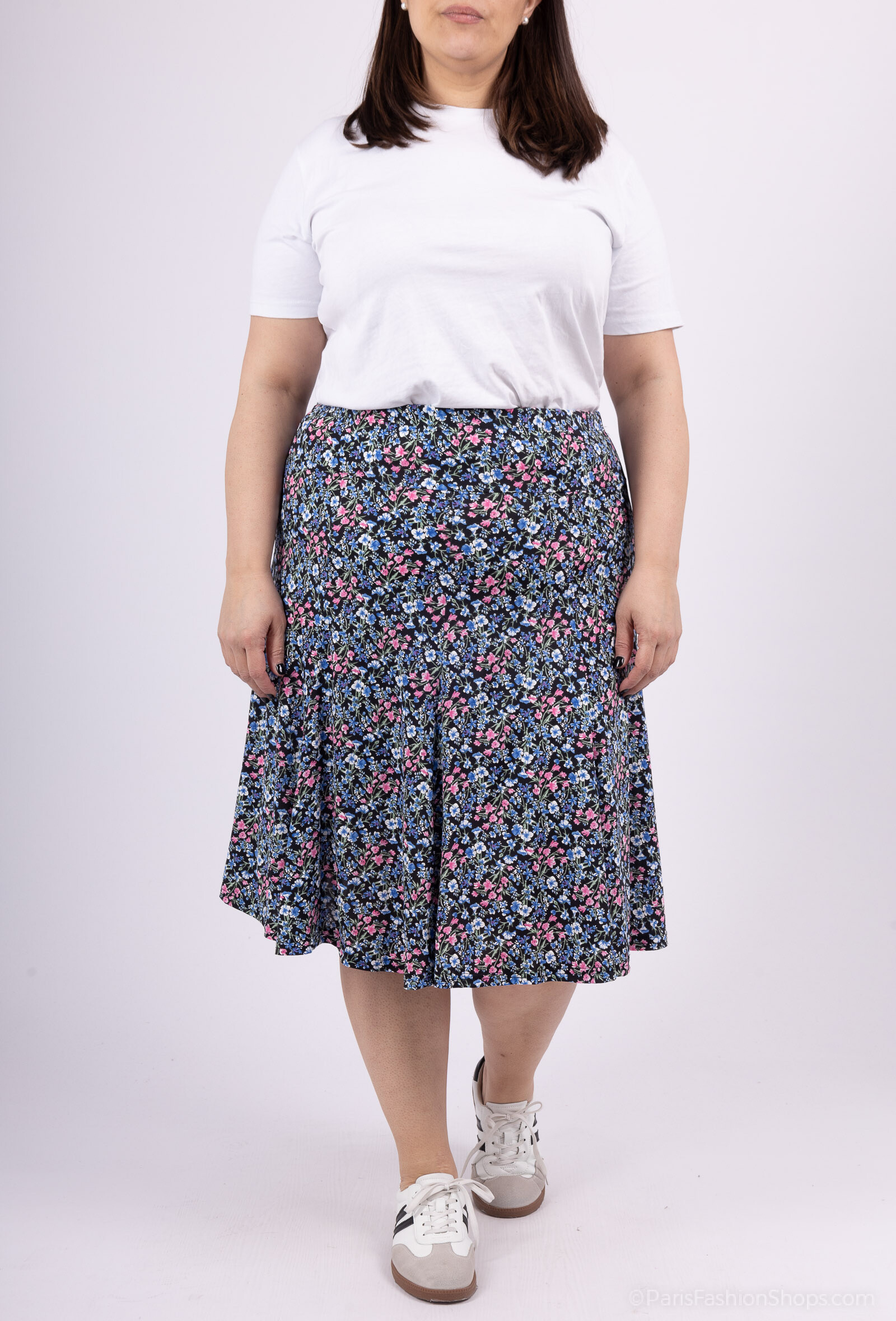 Wholesaler Veti Style - Printed skirt flared in doubles