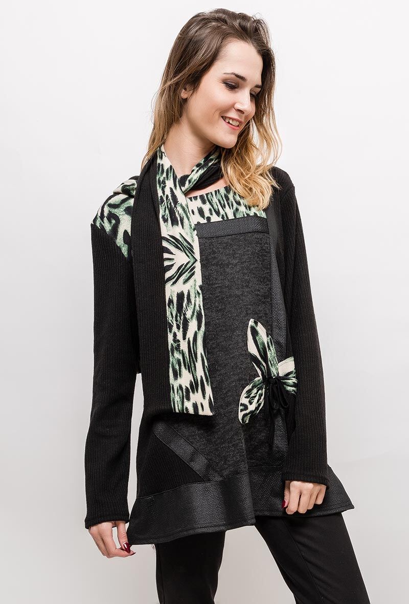 Mayorista Veti Style - Jersey con detalle de cuero