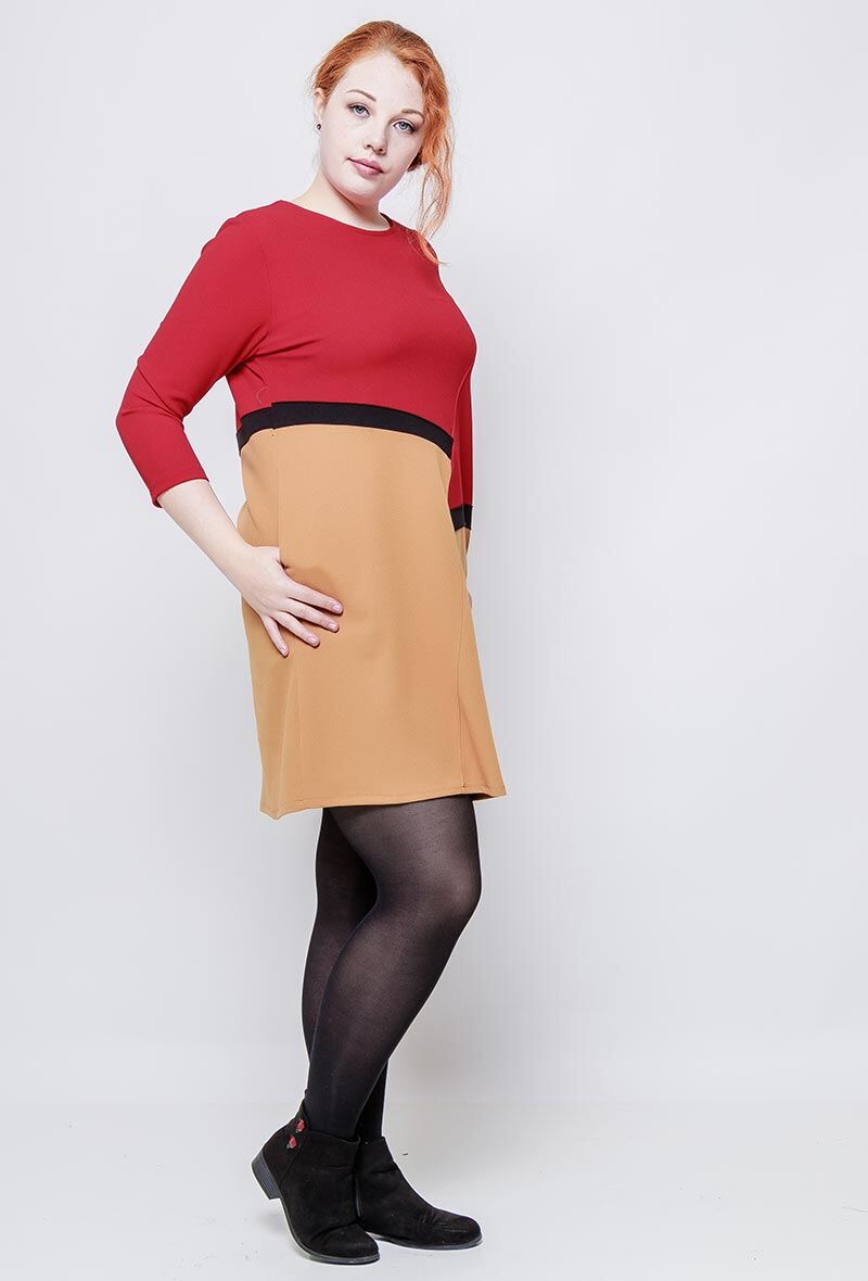 Mayorista Veti Style - Vestido con diseño color block y bolsillos