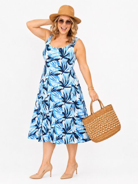Wholesaler Veti Style - Sleeveless flared printed dress