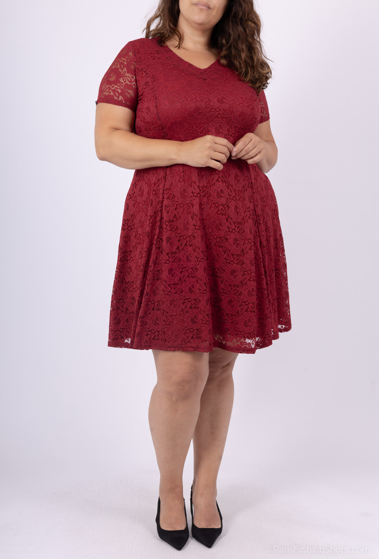 Mayorista Veti Style - Vestido de encaje con doblete acampanado