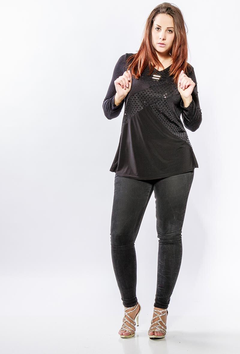Wholesaler Veti Style - Bi-material shiny tunic