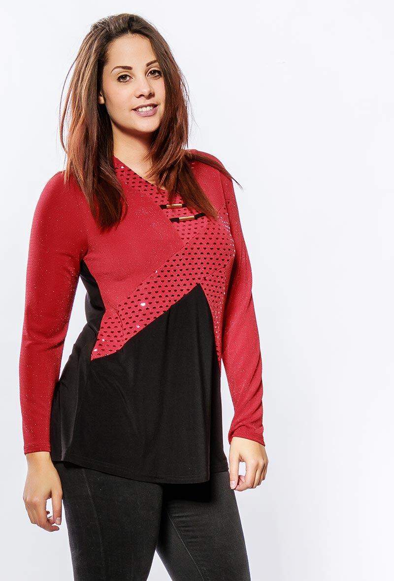 Grossista Veti Style - Tunica bimateriale con paillettes