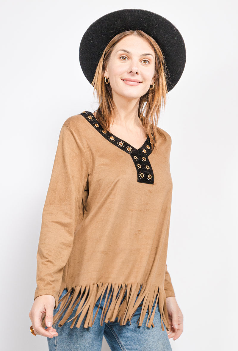 Wholesaler Veti Style - Suede blouse