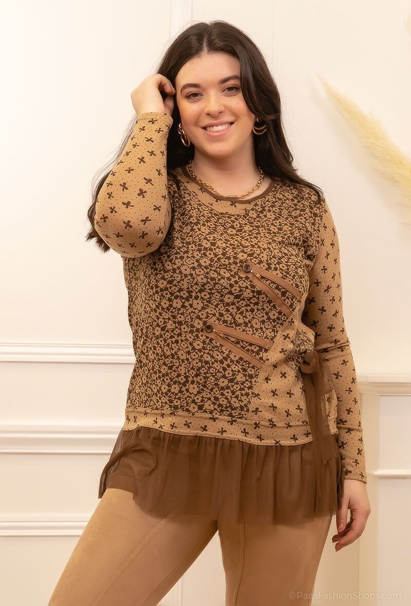 Grossiste Veti Style - Blouse imprimée avec volants