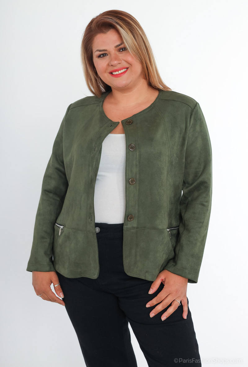 Mayorista Veti Style - Chaqueta de ante sintético con bolsillo con cremallera