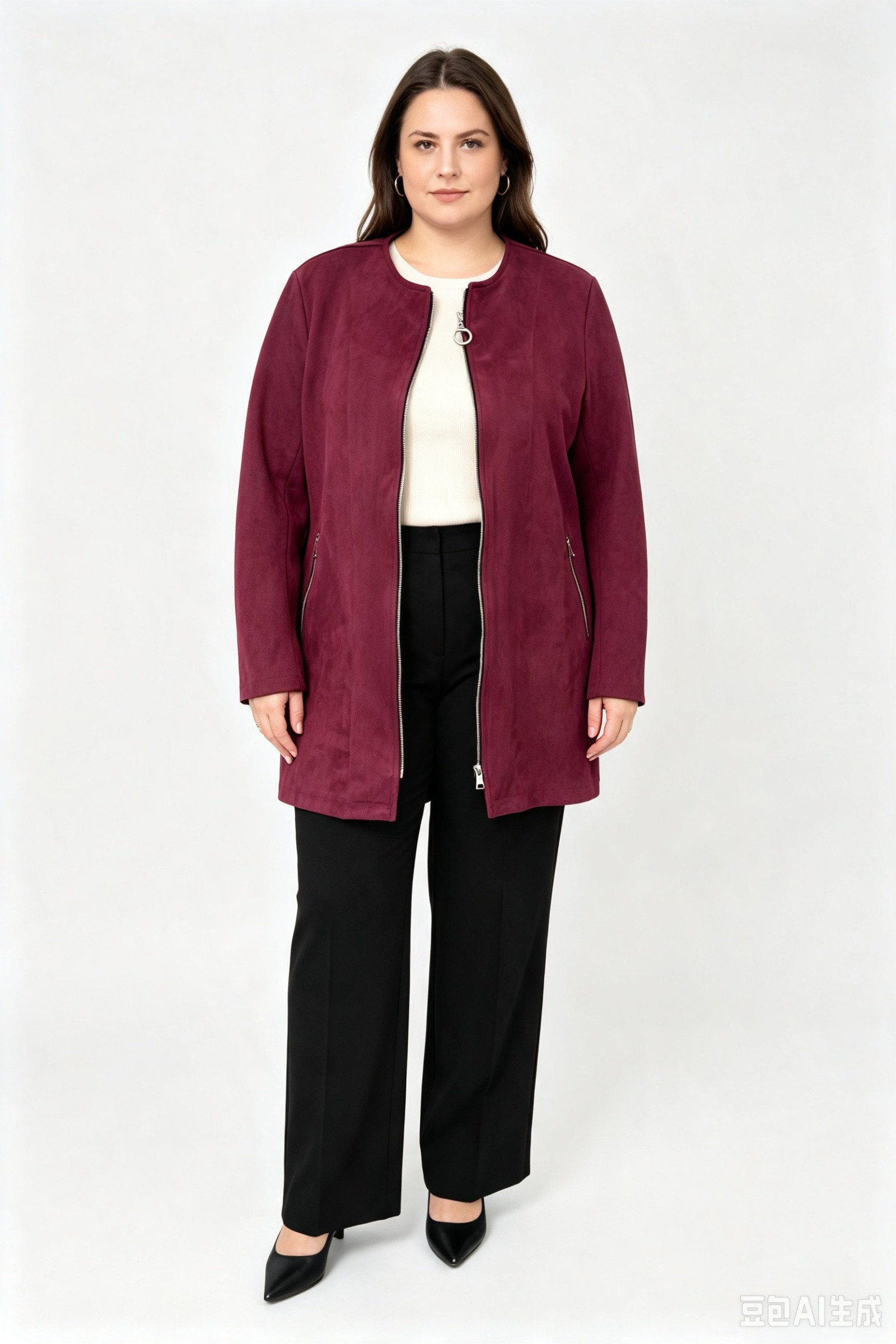 Wholesaler Veti Style - Round neck faux suede jacket