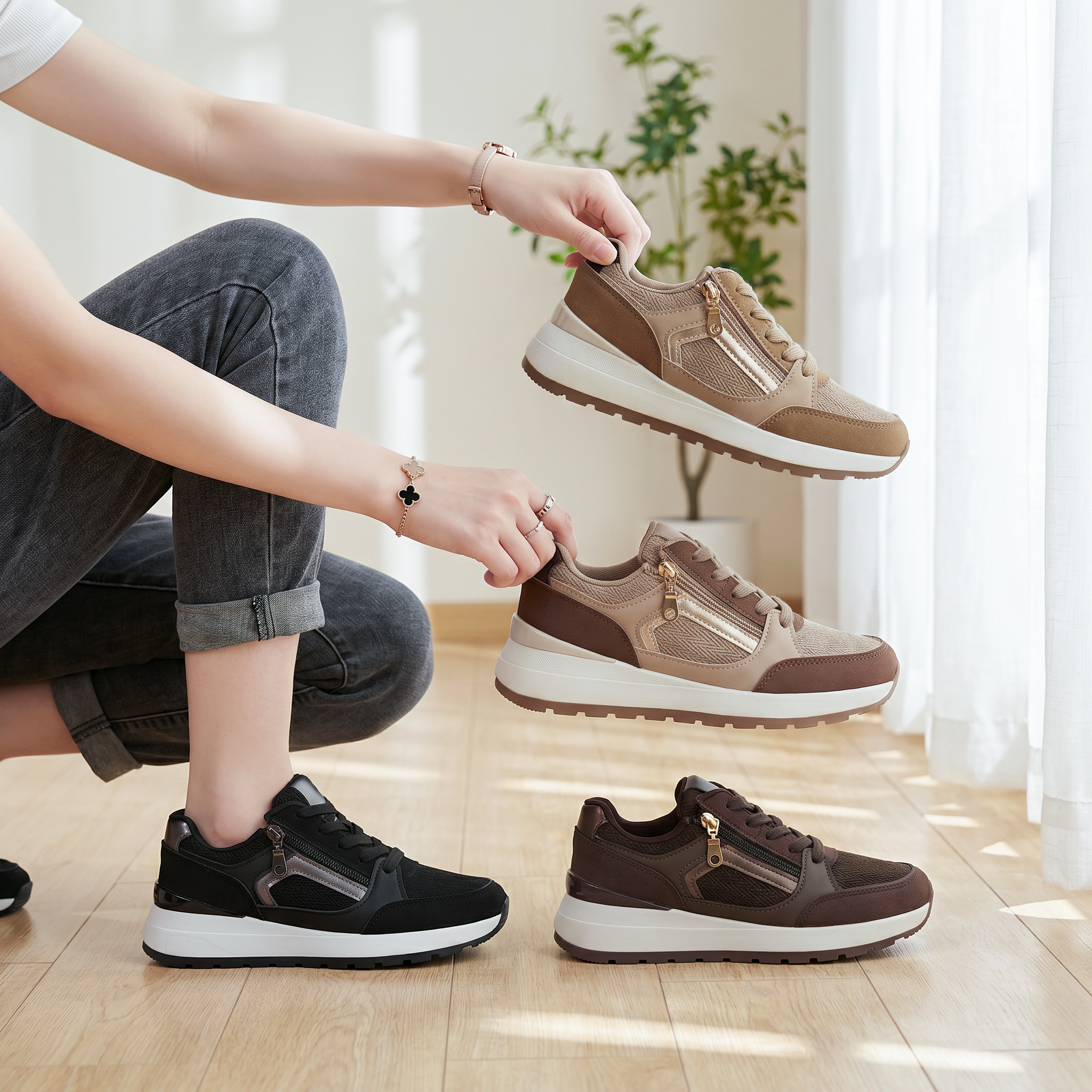 Wholesaler Vices-Verso - Wedge heel sneakers with side zipper