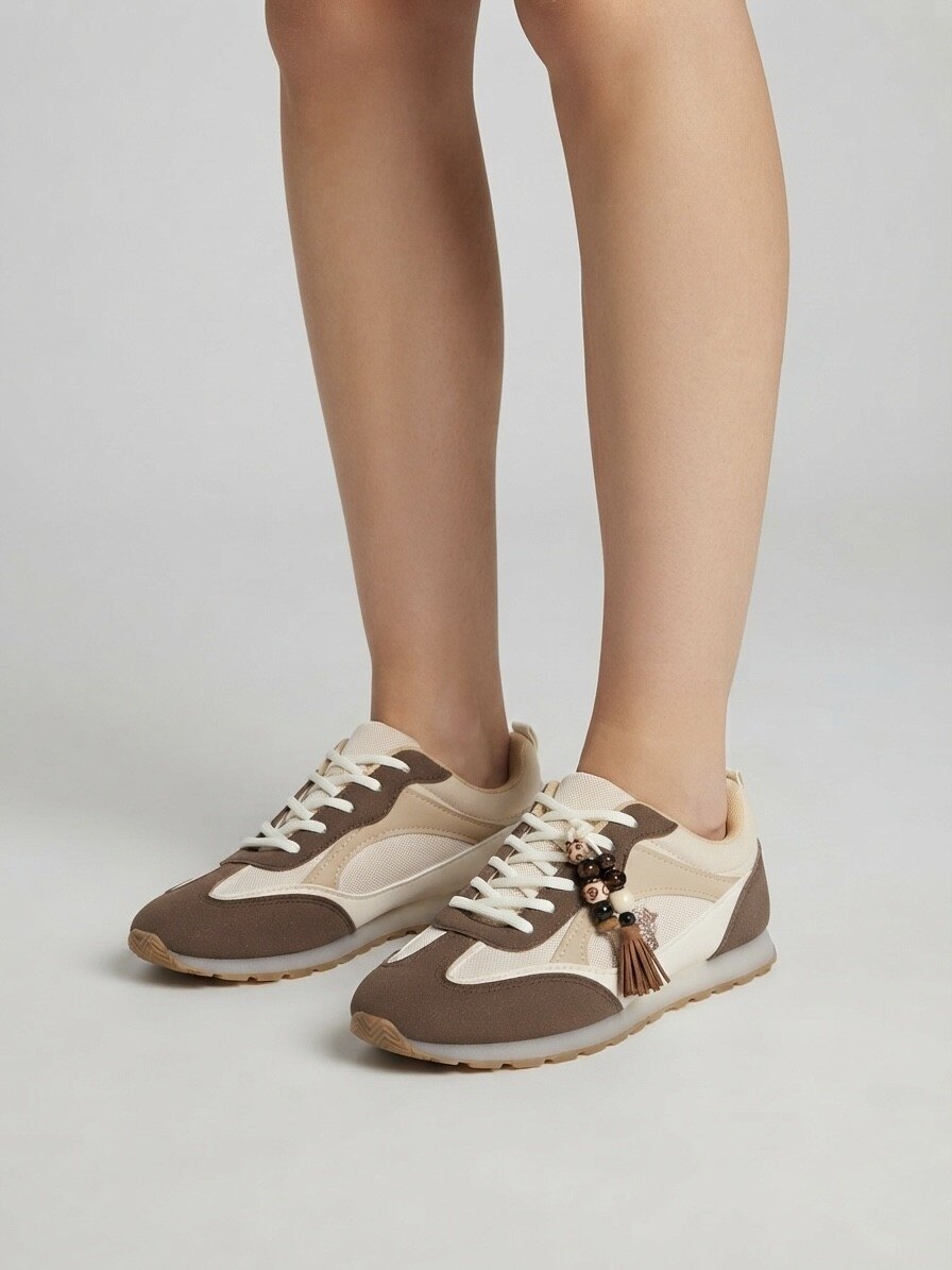 Wholesaler Vices-Verso - Thin-soled mixed-material sneakers with pearls and laces