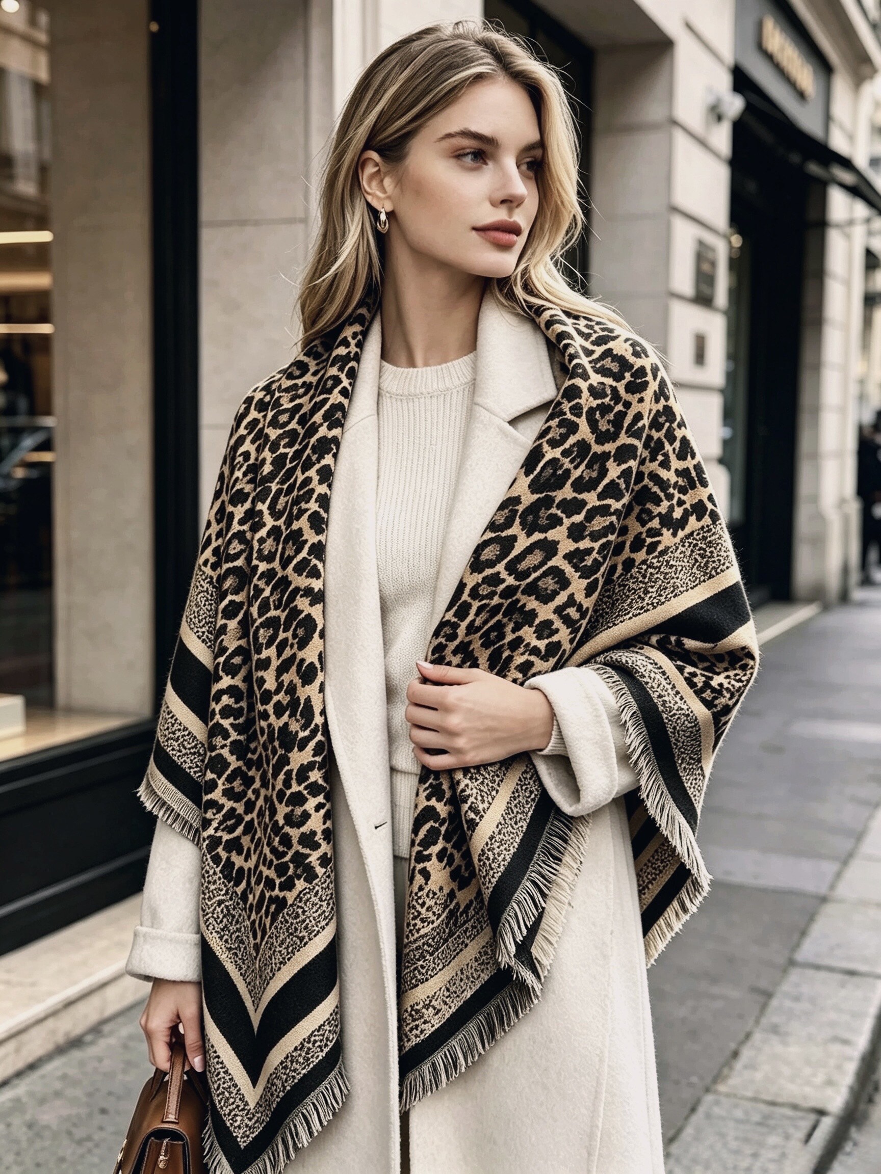 Großhändler Victoria EL - Luxuriöses großes quadratisches Tuch mit Leopardenmuster 135X135cm