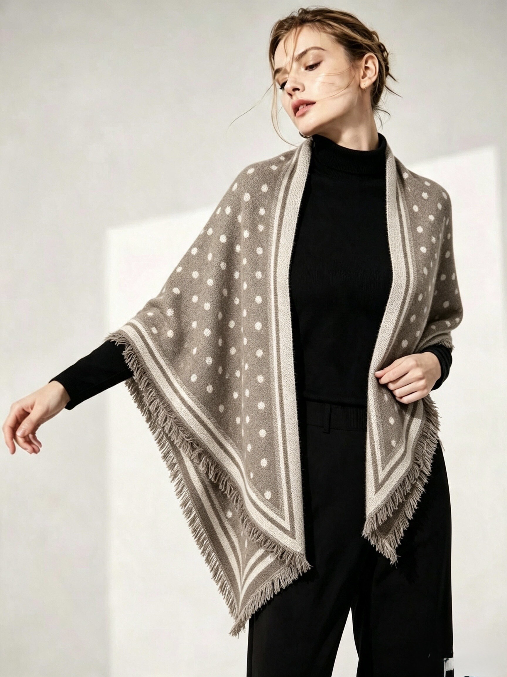 Grossiste Victoria EL - Polka‑Dot Triangle Shawl for Women
