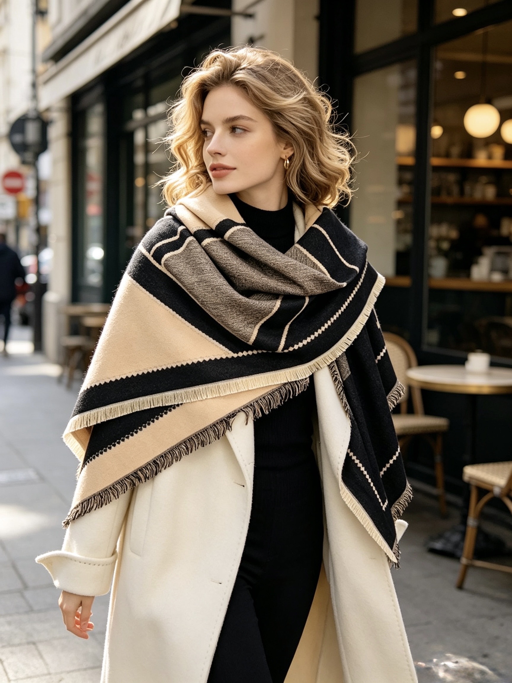 Grossiste Victoria EL - Elegant Geometric Large Square Scarf 135X135CM