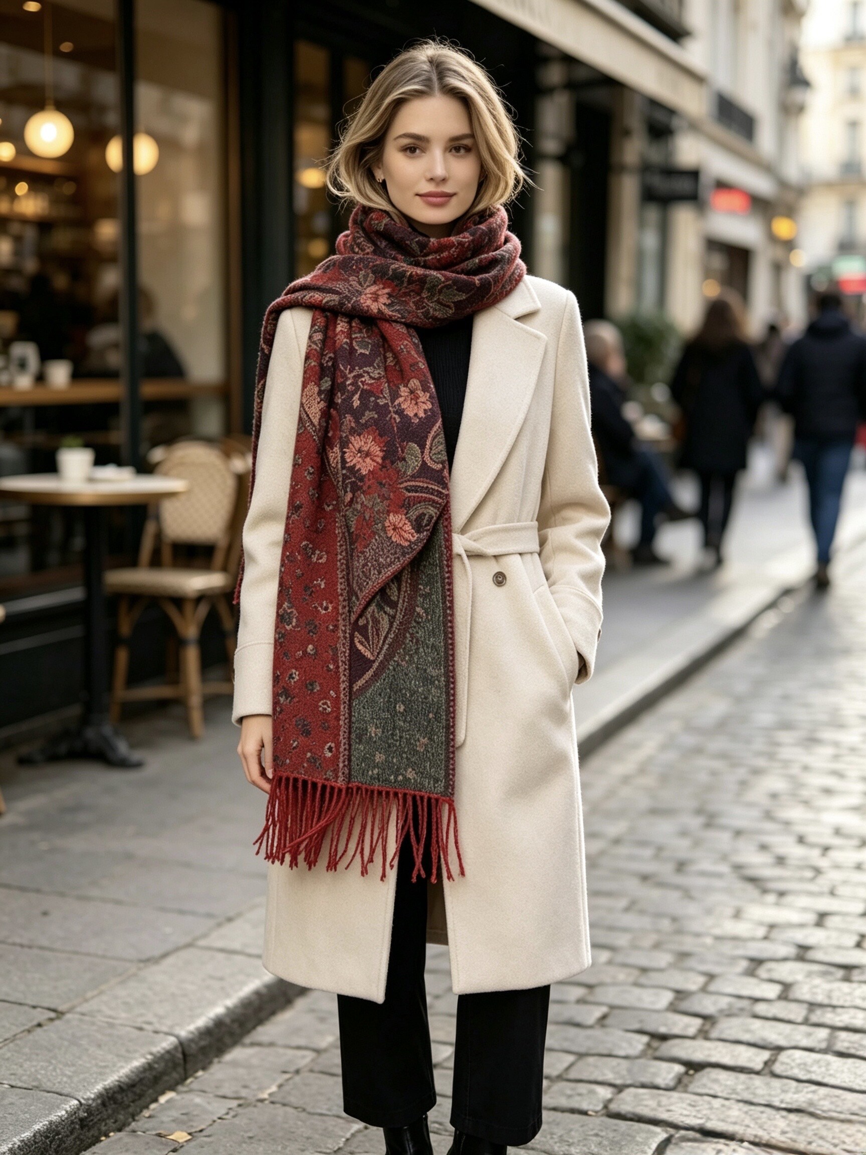 Wholesaler Victoria EL - Vintage Floral Pashmina‑Style Scarf｜European
