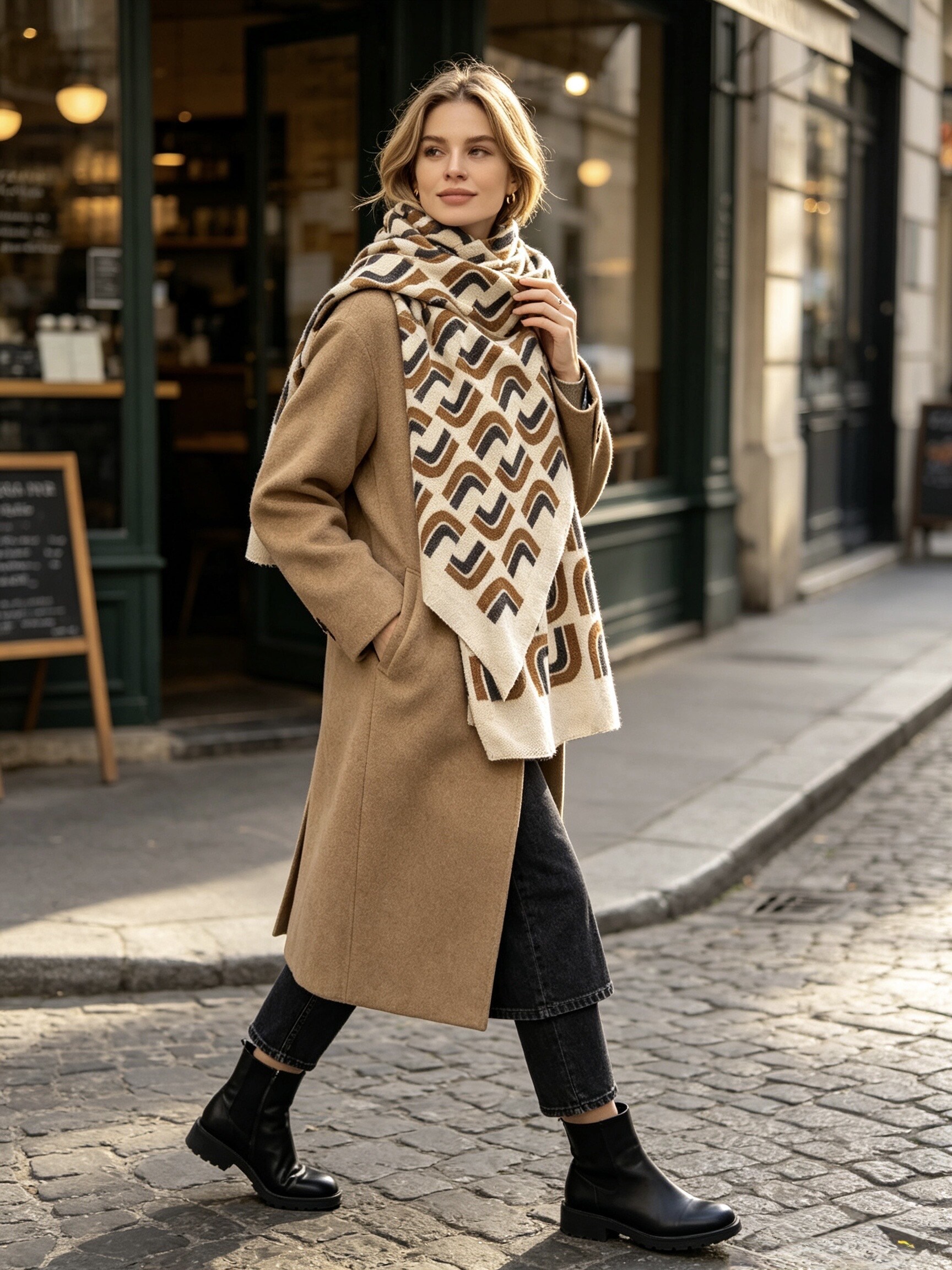 Grossiste Victoria EL - Oversized Geometric Winter Scarf
