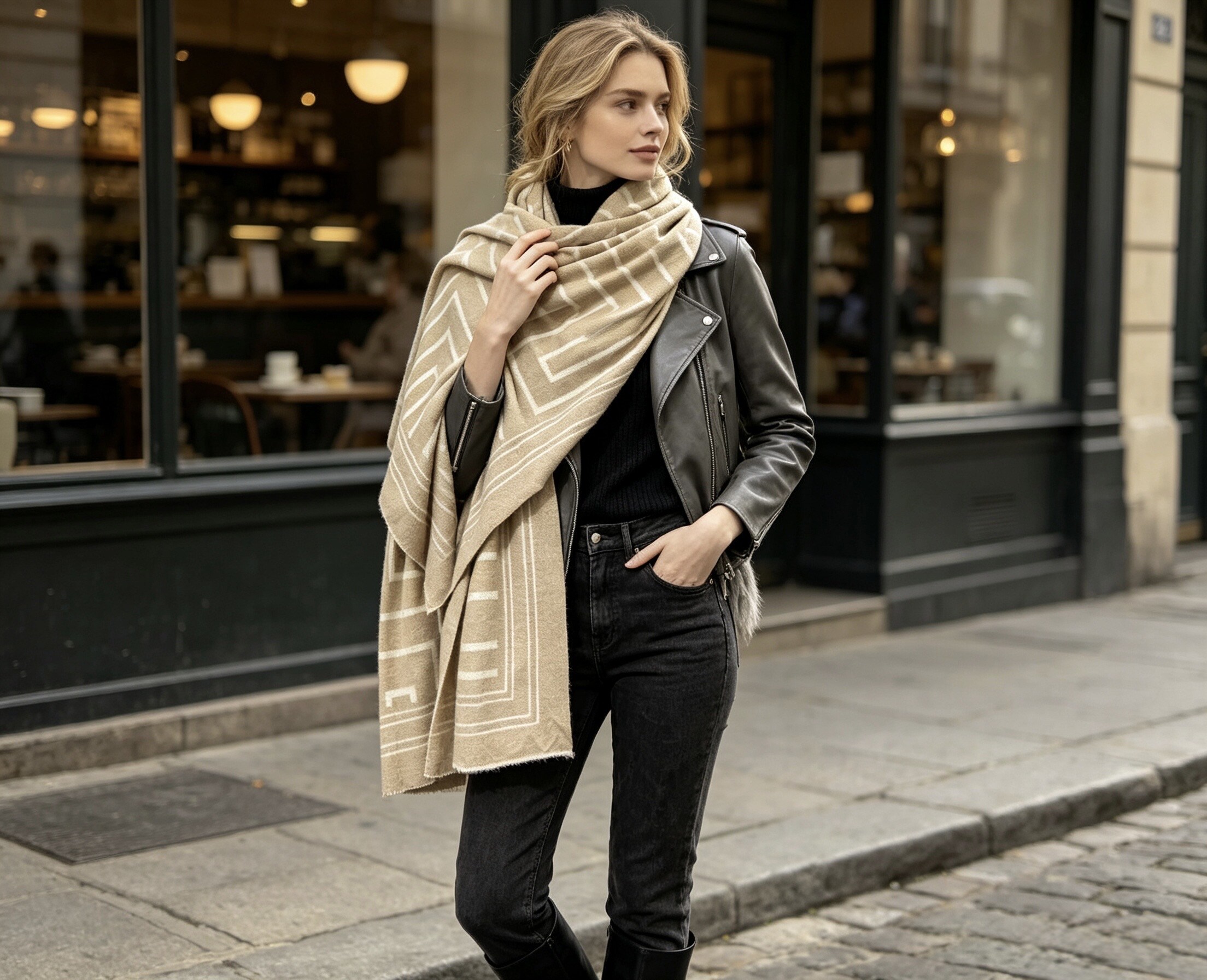 Grossiste Victoria EL - Oversized Geometric Winter Scarf