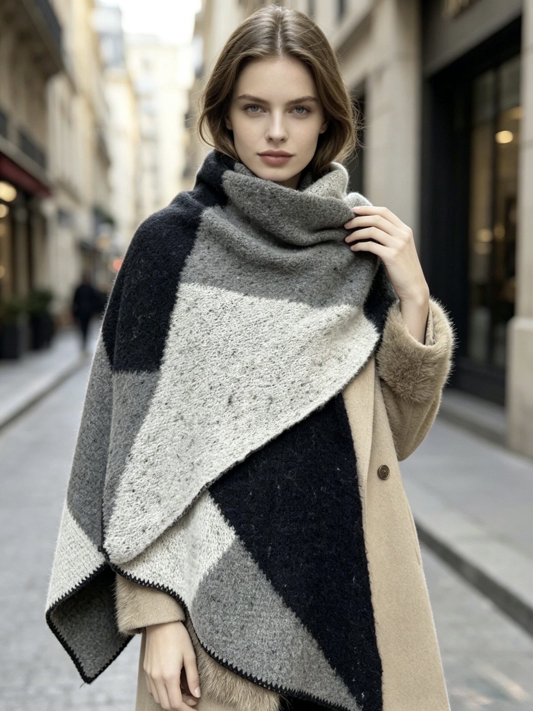 Großhändler Victoria EL - Farblich abgestimmter Strickschal, Weicher Damen-Herbst-Winter-Schal