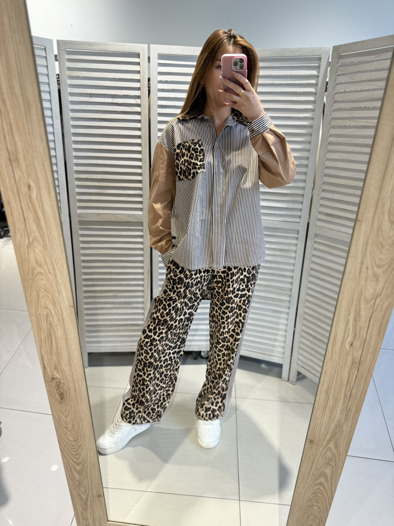 Wholesaler Victoria & Isaac - LEOPARD SHIRT - OVERSIZED STRIPE