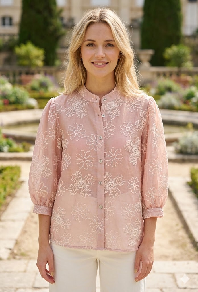 Wholesaler Victoria & Isaac - Floral blouse with puff sleeves