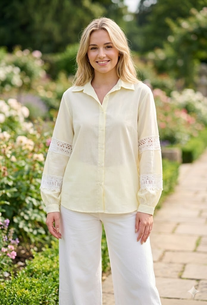Wholesaler Victoria & Isaac - Striped shirt with lace