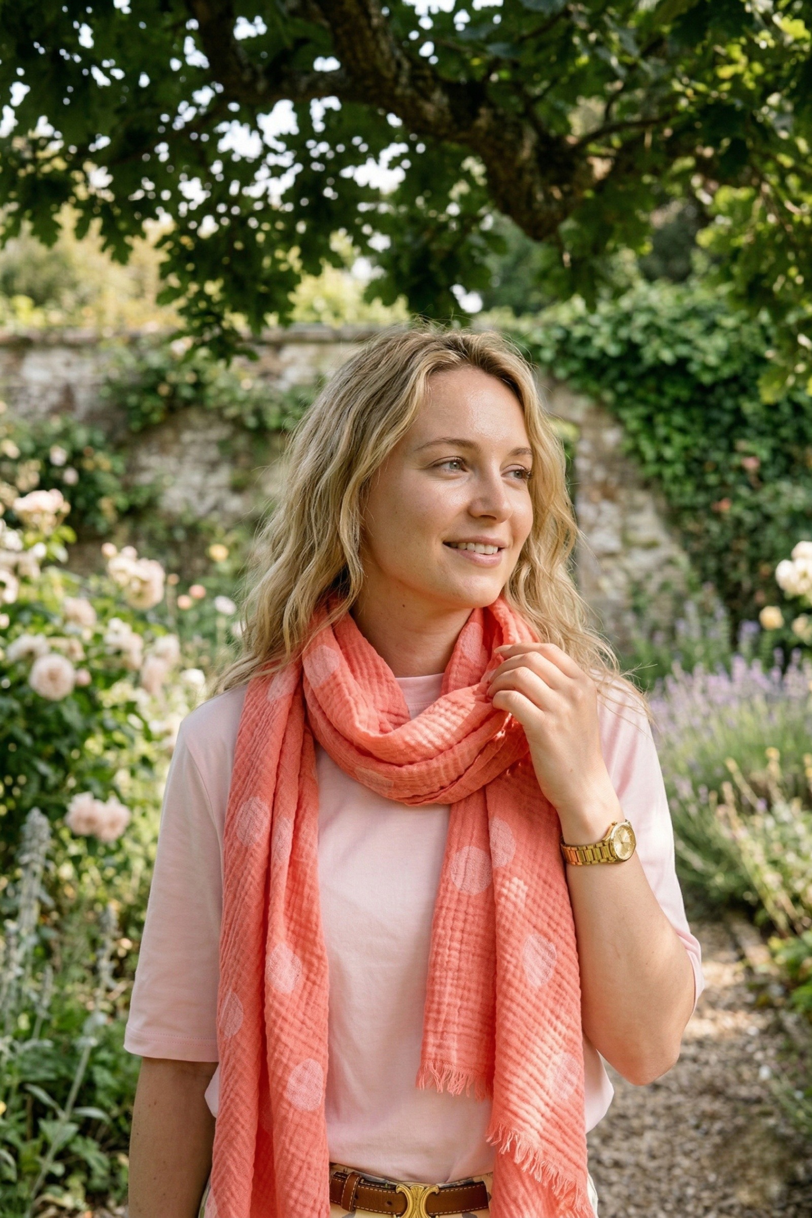 Grossiste Victoria & Isaac - Foulard à pois en coton