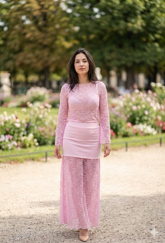 Wholesaler Victoria & Isaac - Long lace skirt with lining and elastic waistband
