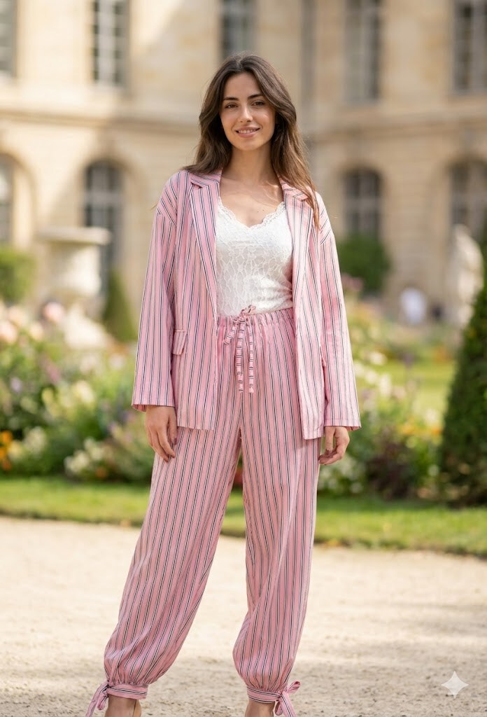 Wholesaler Victoria & Isaac - Flowy striped pants with elastic waist and drawstrings