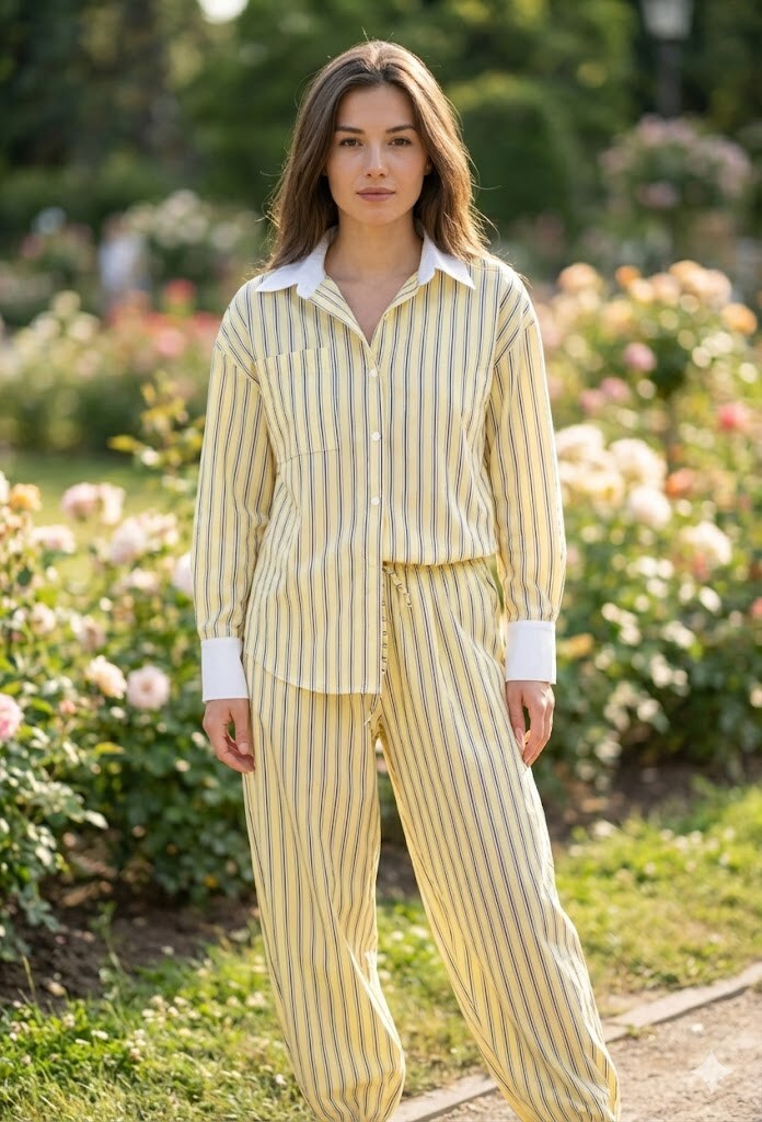 Wholesaler Victoria & Isaac - Flowy striped pants with elastic waistband and drawstrings