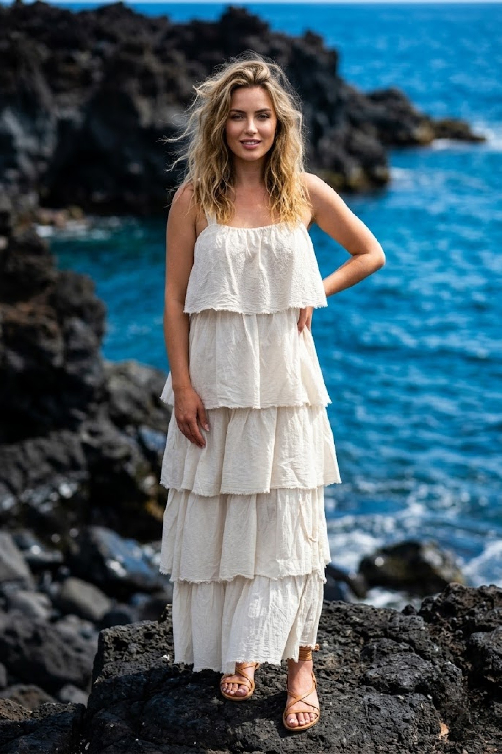 Wholesaler Victoria & Isaac - Long cotton ruffle dress