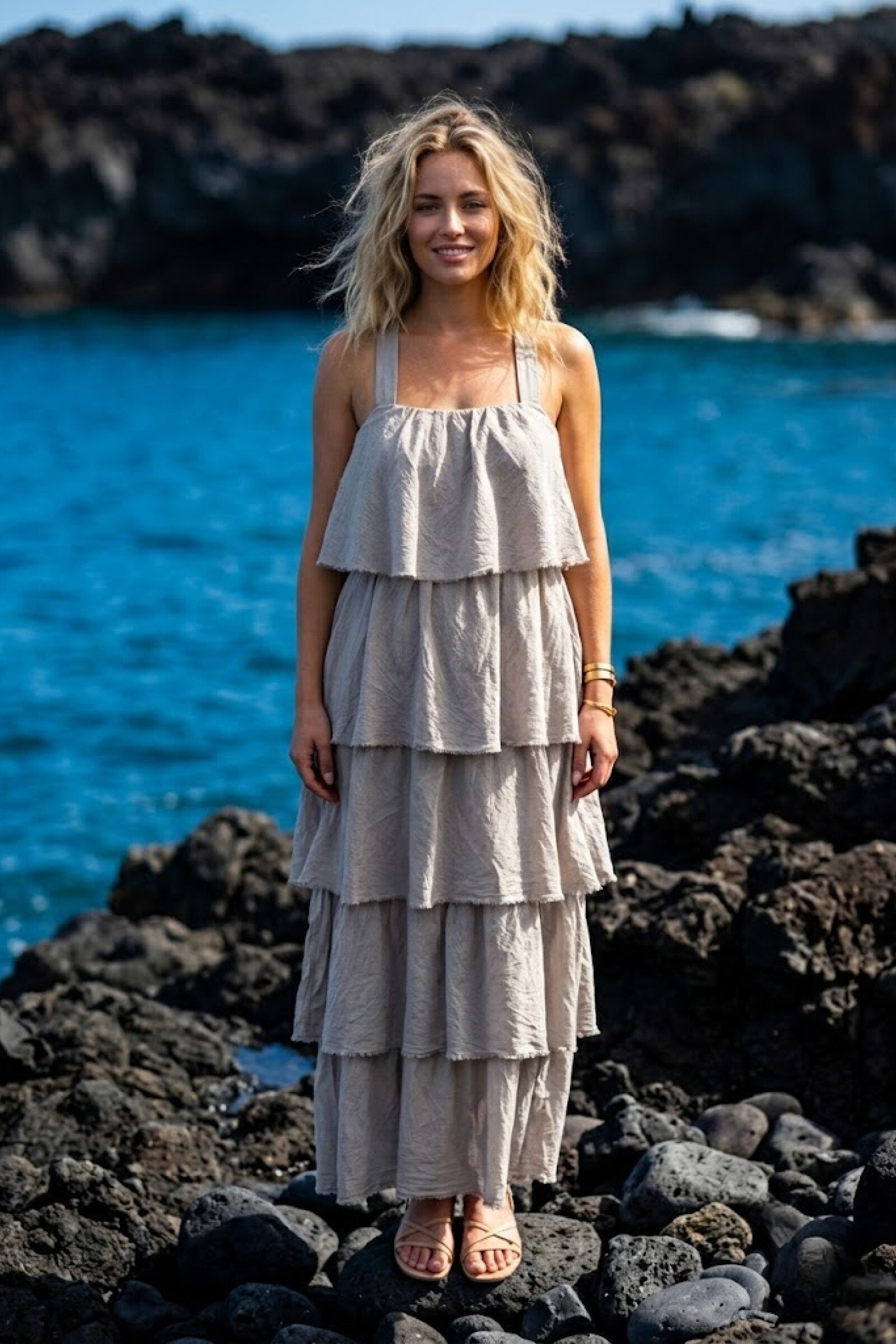 Wholesaler Victoria & Isaac - Long cotton ruffle dress