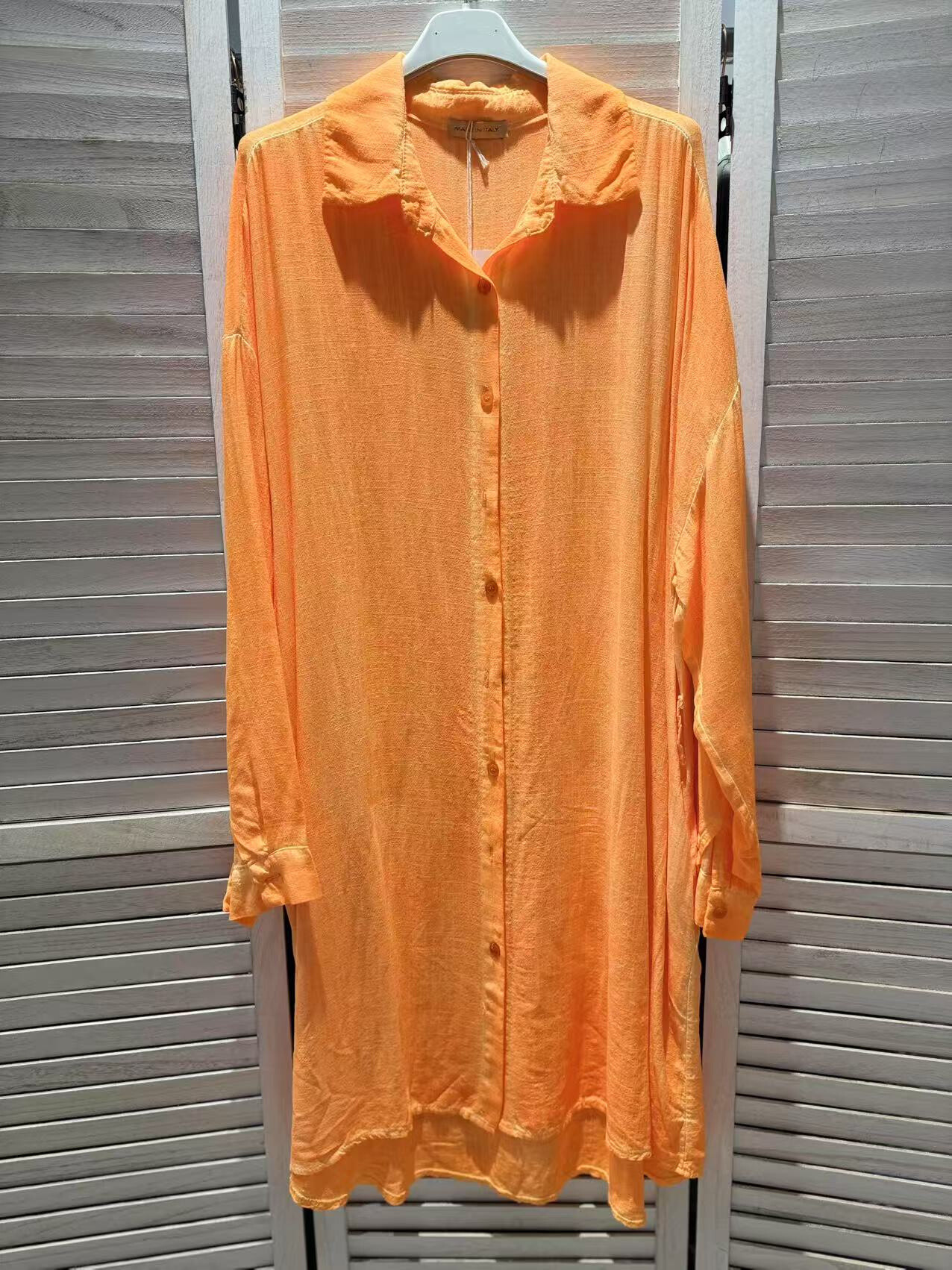 Wholesaler Victoria & Isaac - Oversize shirt dress viscose Italian fluorescent with pocket