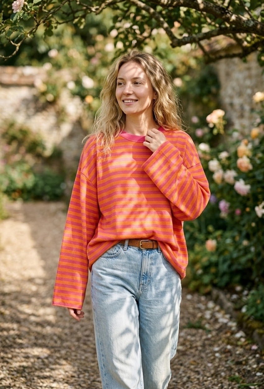Wholesaler Victoria & Isaac - Striped T-shirt with balloon sleeves
