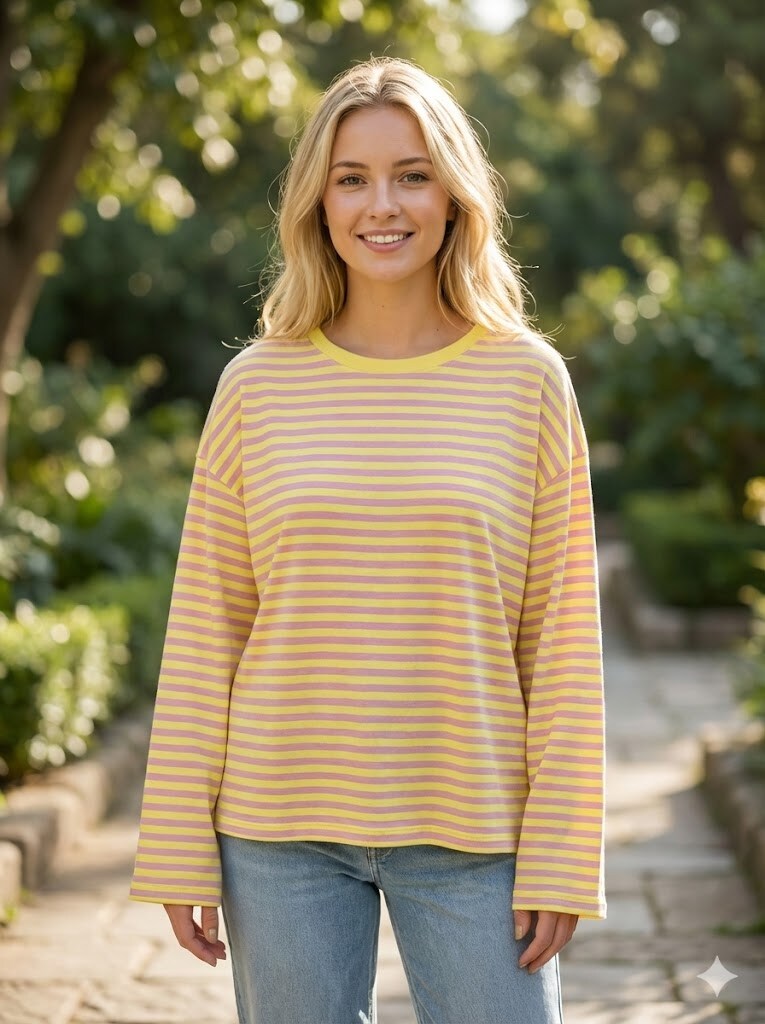 Wholesaler Victoria & Isaac - Striped T-shirt with wide sleeves