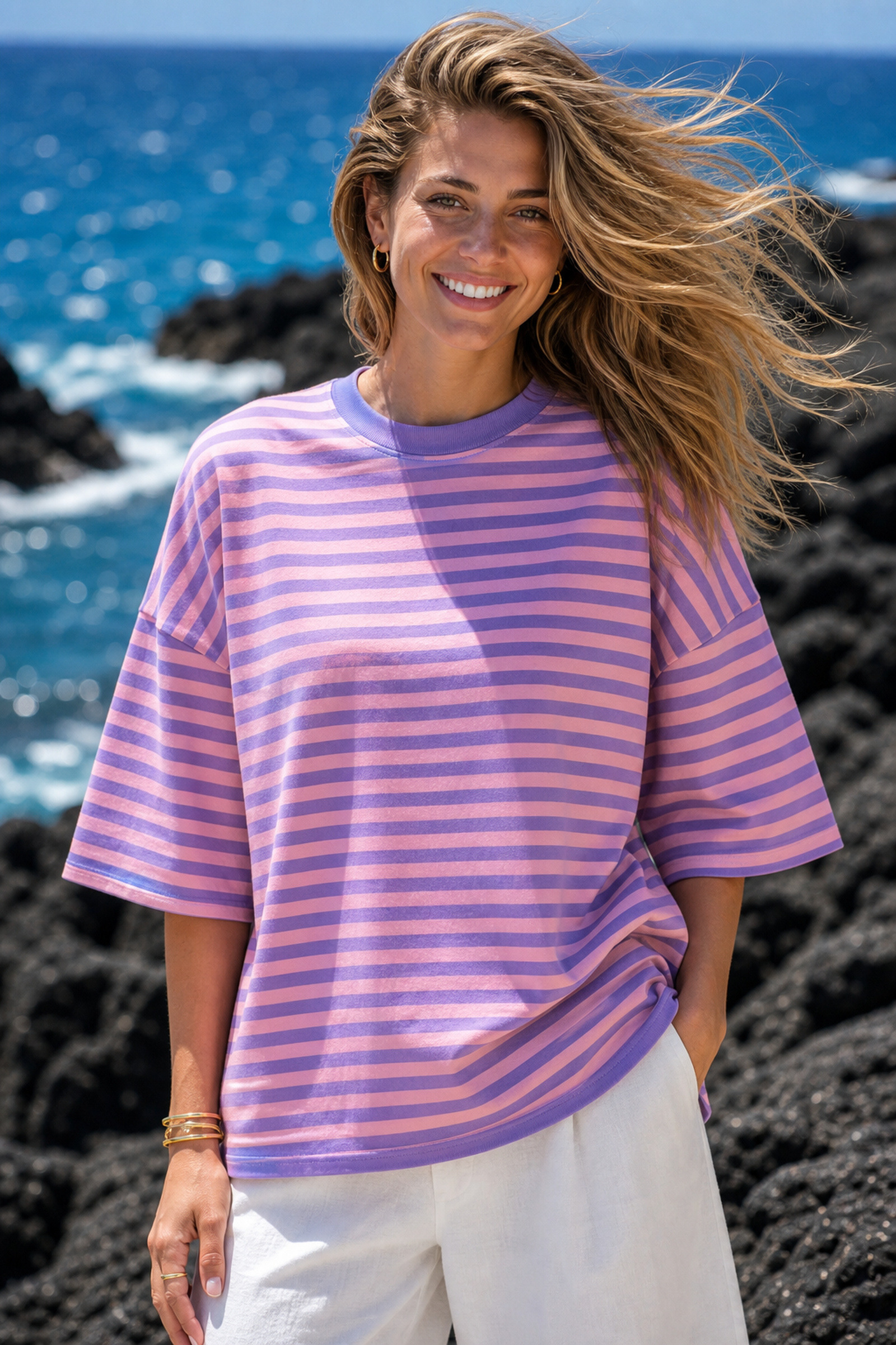 Wholesaler Victoria & Isaac - Striped T-shirt with back tie