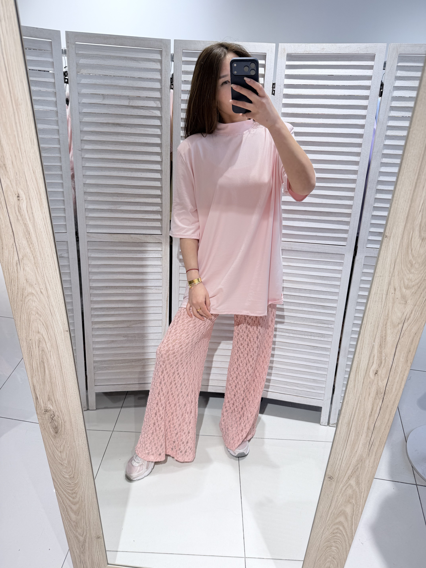 T-shirt Femme C&A Rose – Taille L, Coton, Col Rond, Fleurs Tressées, Excellent état