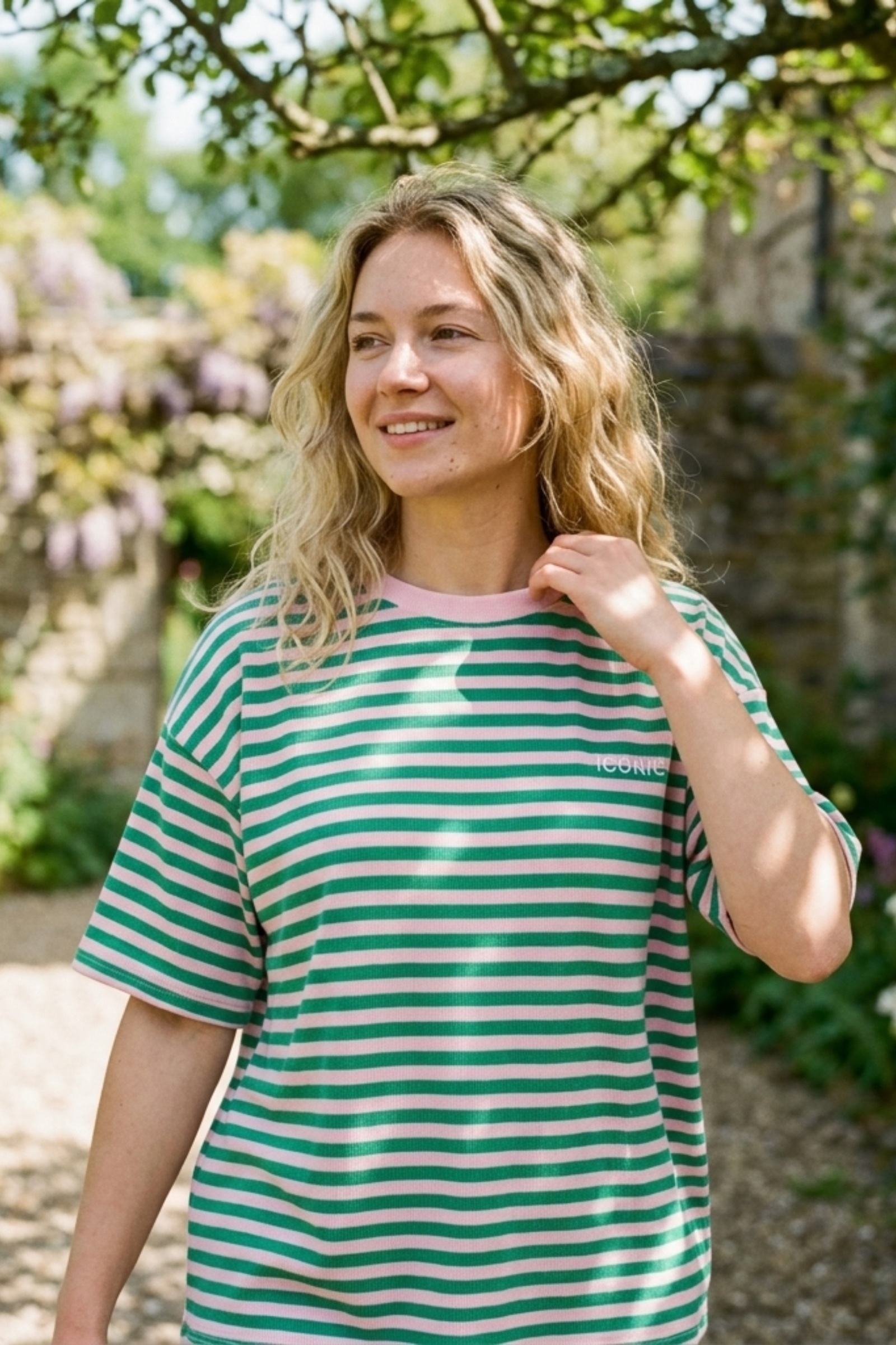 Wholesaler Victoria & Isaac - Striped T-shirt 10060greenpink
