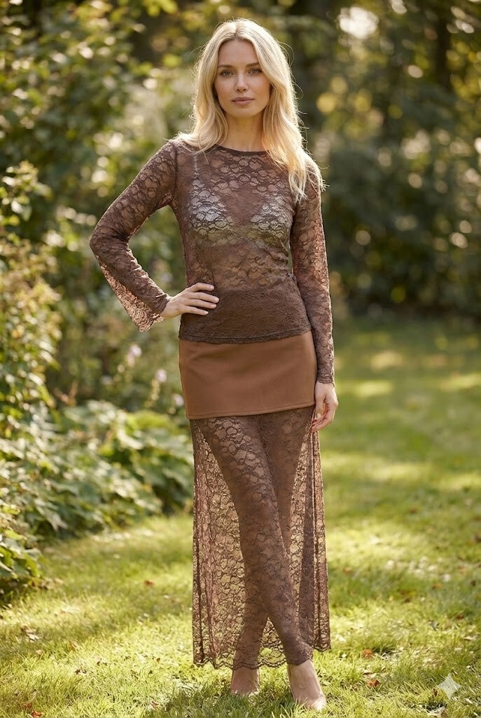 Wholesaler Victoria & Isaac - Long sleeve lace top with a round neckline