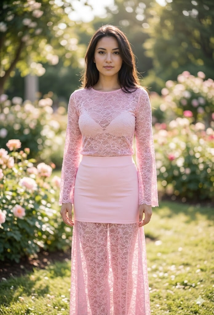 Wholesaler Victoria & Isaac - Long sleeve lace top with a round neckline