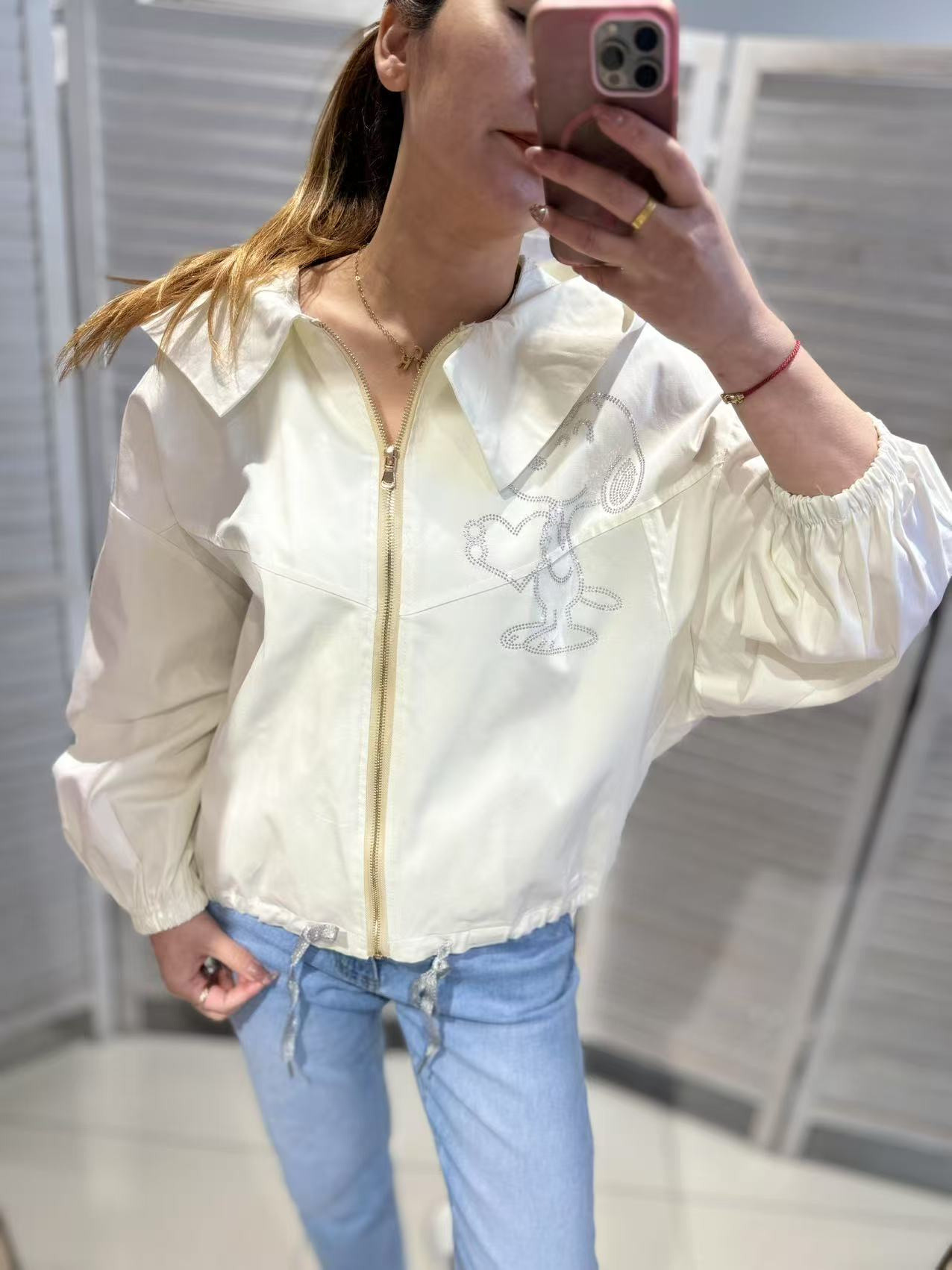 Grossiste Victoria & Isaac - Veste zippée à col large et broderie fantaisie