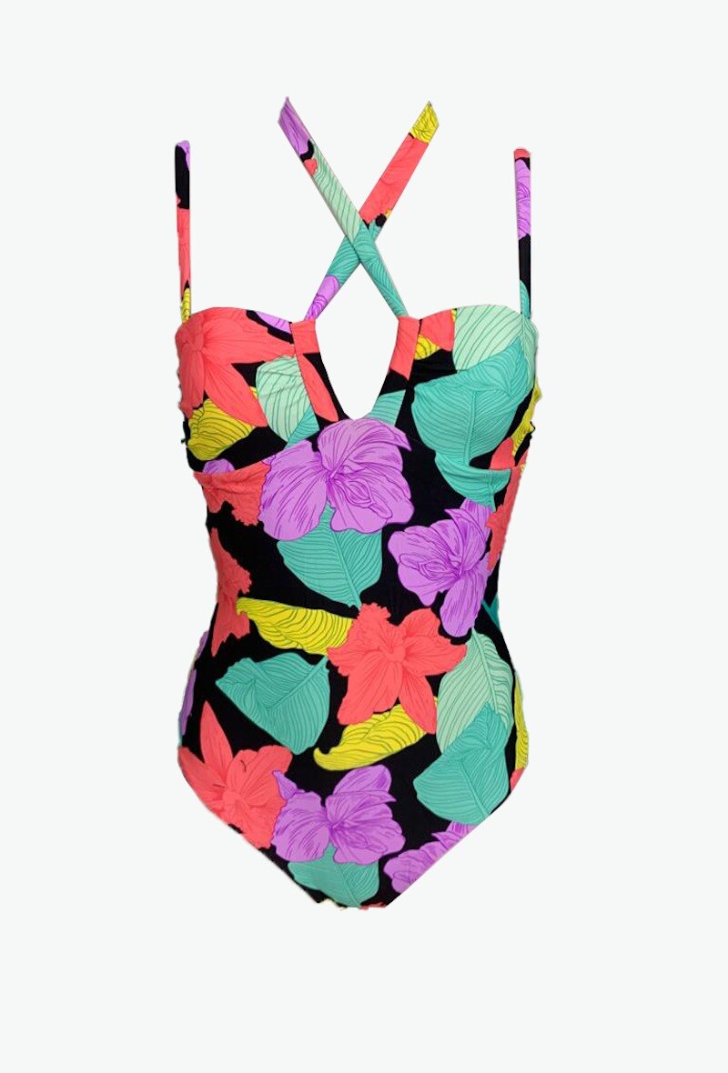 Großhändler Vidoya Swimwear - Einteiliger Badeanzug mit bunten Blumenmustern