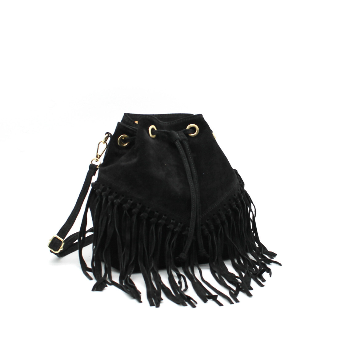 Grossiste Vimoda - Sac seau à franges en suédine