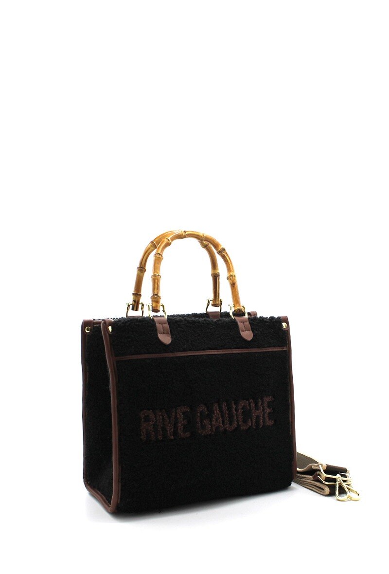 Grossiste Vimoda - Sac à main fourrure effet mouton RIVE GAUCHE