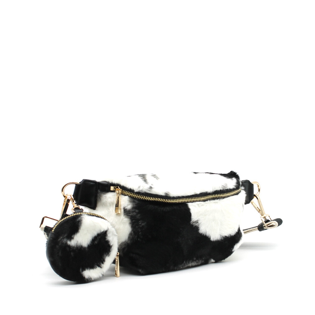 Wholesaler Vimoda - Cow print faux fur fanny pack