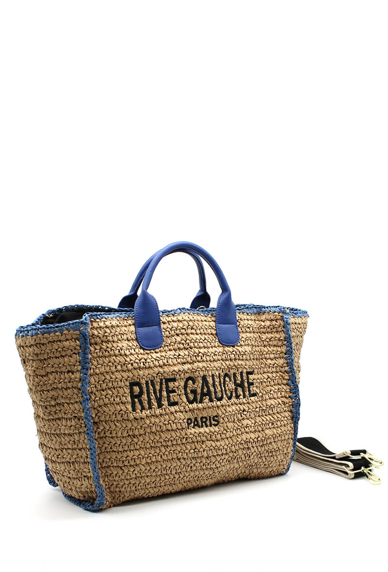 Grossiste Vimoda - CROCHET Sac cabas tressé bicolore RIVE GAUCHE