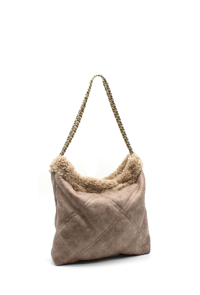 Grossiste Vimoda - Sac à épaule en fausse fourrure de mouton avec chaîne