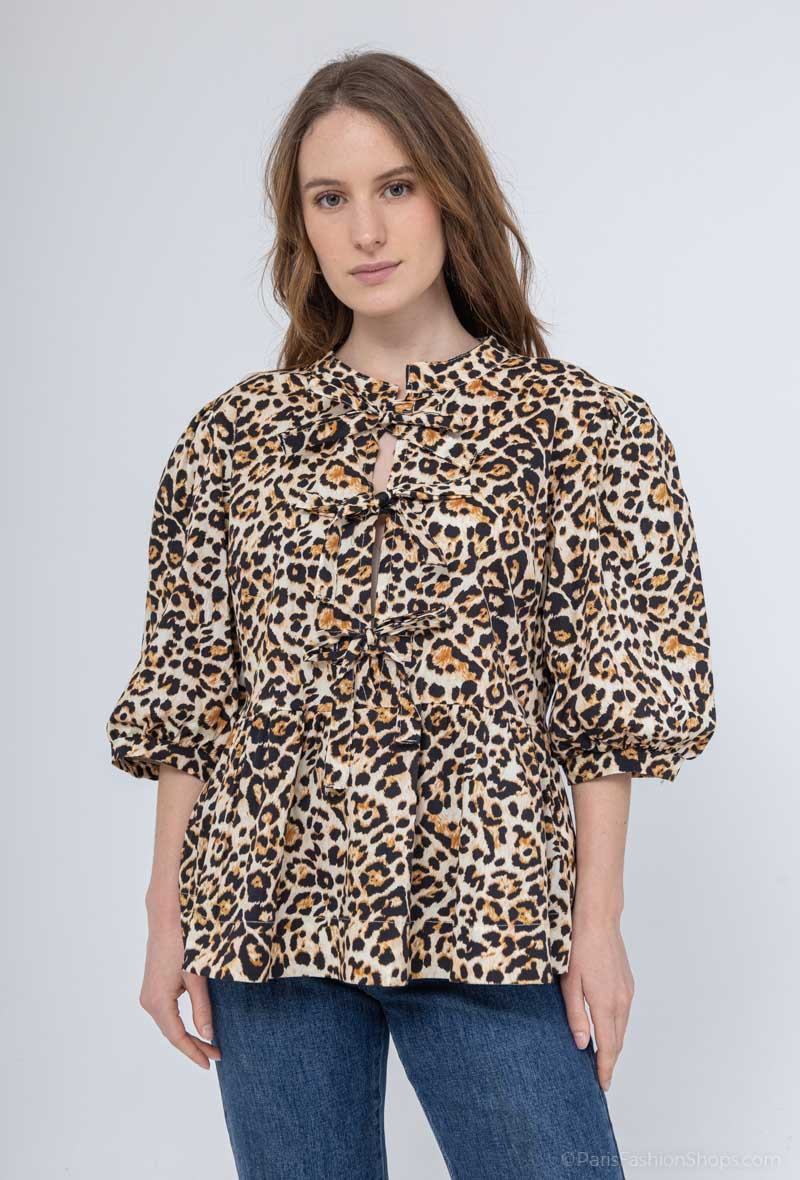 Großhändler Vintage Dressing - BLUSE MIT LEOPARDENSCHLEIFE