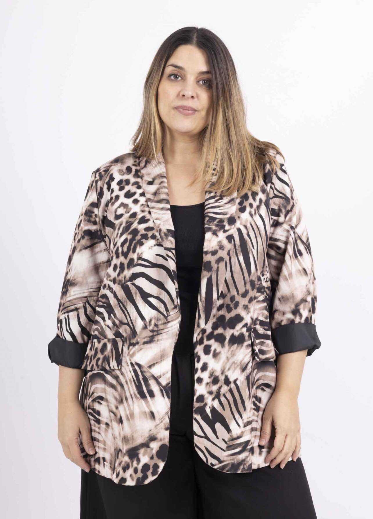 Mayorista VIViCHY GRANDE TAILLE - Leopardo blazer de gran tamaño, con forro