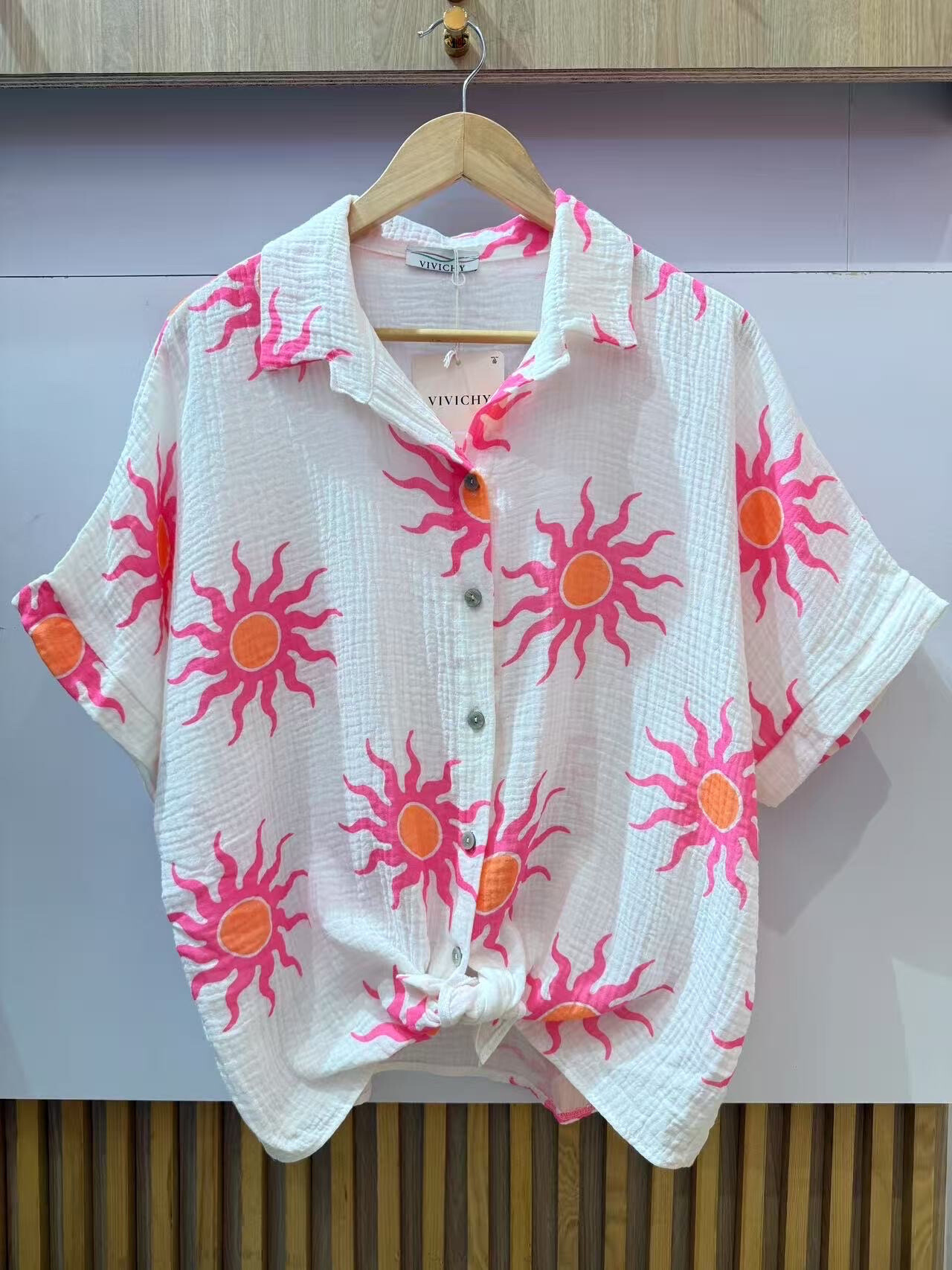 Grossiste VIViCHY GRANDE TAILLE - Chemise grande taille Gaze De Coton Imprimés soleil