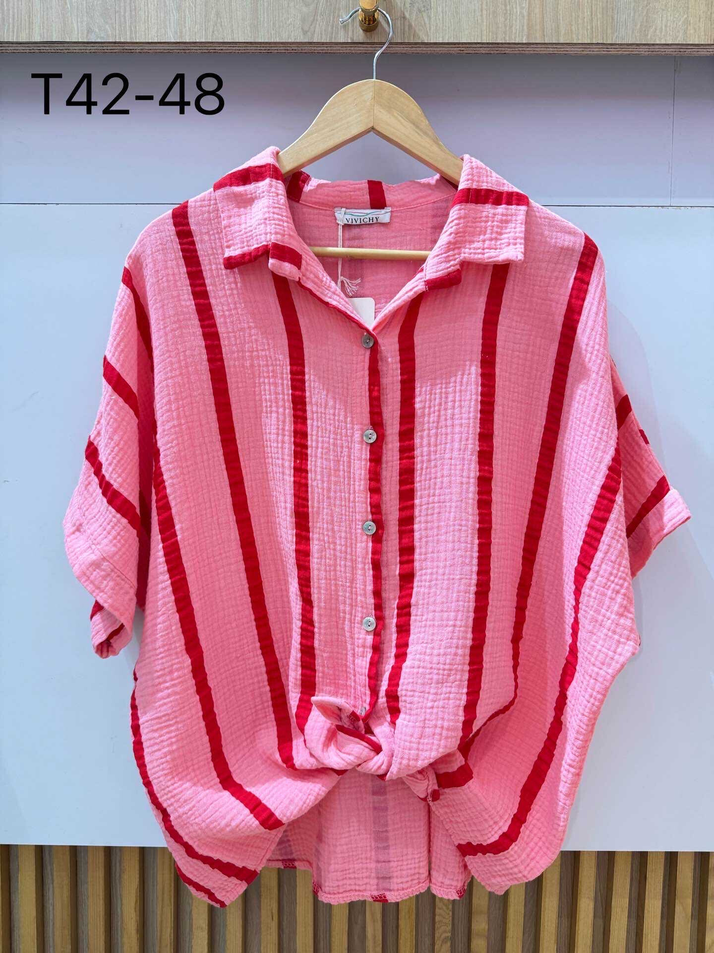 Wholesaler VIViCHY GRANDE TAILLE - Large cotton gauze shirt printed scratches