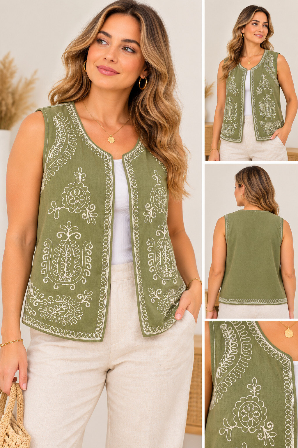 Großhändler VIViCHY GRANDE TAILLE - Bestickte Jeansweste in großen Größen